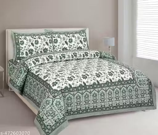 CLOTHORO Skin Friendly bedsheet King Size Bed Cotton bedsheets for King Size Bed, 1 King Size bedsheet Cotton with Pillow Cover Set of 2 | 180 TC Soft Bed Sheet King Size (90X108 Inches)