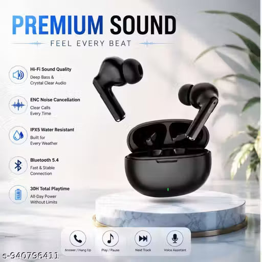 Hook Wireless TWS Bluetooth Ear buds | High-Quality Sound | Long Battery Life | Touch Control Ear buds | Comfortable Fit