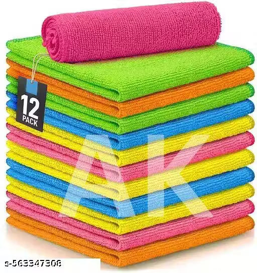AKAAY Microfibre Cleaning Cloth – 280 GSM, Pack of 12, 40x40 cm, Soft & Lint-Free Multipurpose Towel for Car, Bike & Home (Multicolour)