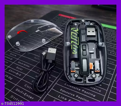 SKYVILLA Rechargeable Transparent Wireless Mouse with Silent Click Buttons, 2.4G Long Range Connection & Ergonomic Design