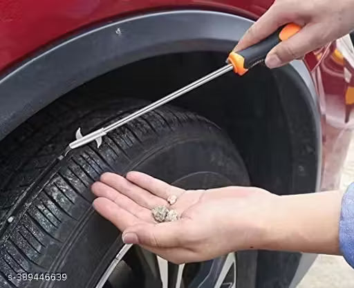 EX-5020 Car Tire Cleaning Tool Stone Removal Hook Ideal for Car Bike & Motorbike Tyres with Rubber Handle (1 Pc)