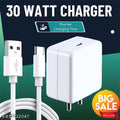 30 Watt Fast Charger; 3A Super Fast Mobile Charger, 30 watt ka charger, Powerr Adapter, Compatible with Supervooc,