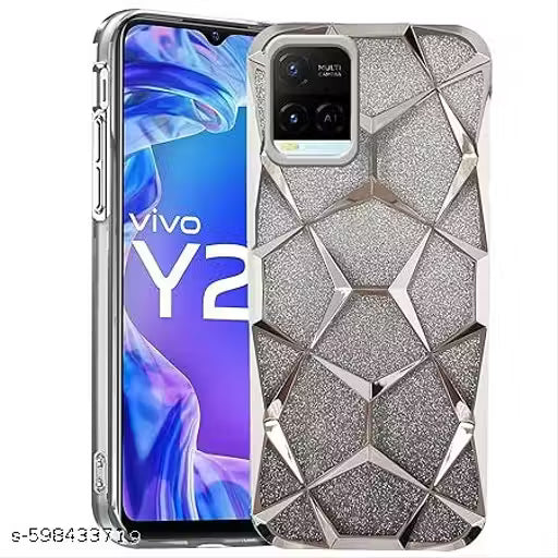 Vivo Y21 Back Cover || Covermafia Glitter Back Case Cover for Vivo Y21(Silver)