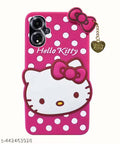 Fastship Rubber Kitty with Hello c_at soft Latkan Case Back Cove for O_ppo CPH2617 / A59_5G - Dark Pink