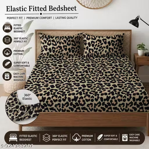 1 Double Elastic Fitted 360'' Elastic Bedsheet with two matching Pillow covers