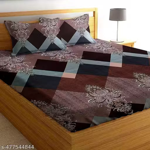 SS Premium 200TC Super Soft Glace Cotton Double Bedsheet With Two Pillow Covers