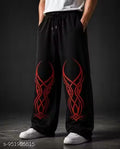 Men Straight Fit Track Pants Cotton Blend Fabric Printed Design Elastic Waist Comfortable Gym Running Casual Street Style Lounge Bottoms Black 1