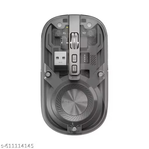 Portronics Toad 8 Transparent Wireless Bluetooth Mouse with Dual Wireless (BT + 2.4 GHz), Rechargeable Battery, Noise-Free Clicking,