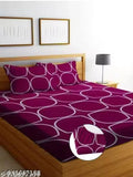 Super Soft Glace Cotton All Round Elastic Fitted Double Bed Bedsheet with 2 Pillow Covers-72x78x8 Inches-fiteed_Double (1 pillow cover with single bedsheet)