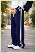 Men’s Navy Blue Triple Piping Track Pants | Trendy Comfortable Sports Lower for Workout, Gym & Daily Wear