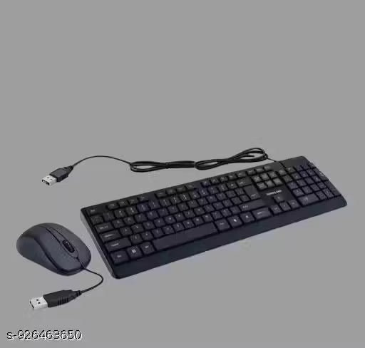 Premium Wired USB Keyboard and Mouse Combo for PC & Laptop | Full Size Desktop Keyboard with Optical Mouse Set (Black)