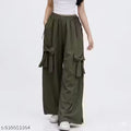Women’s Grey Wide Leg Pants with Bow Pocket Detail