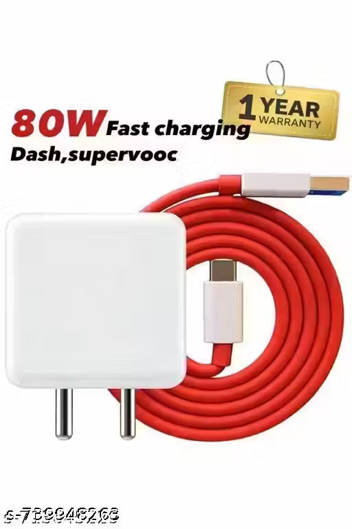 85 Watt Super-Fast Charger, 5A PoweEr Adapter Fast Charging Mobile Charger With Detachable Cable Supports Supervooc, Vooc, Superdart, Dash, Warp Charging Tech -,Cable Included