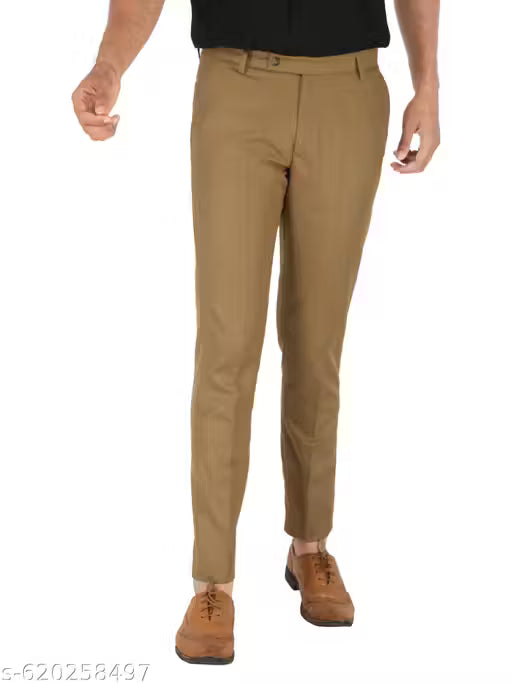 Men's Regular Fit Khaki Formal Trouser