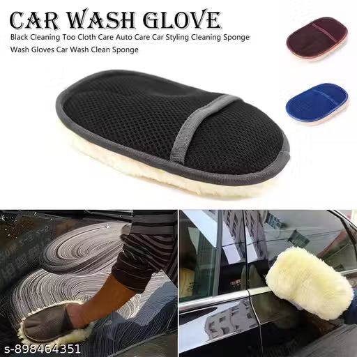 Car Wash Glove Microfiber Wool Cleaning Mitt, Scratch Free Soft Car Cleaning Glove, Super Absorbent Wash Mitt for Car Bike Motorcycle,