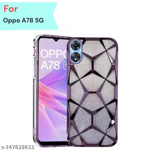 BINKSON Glitter Case Compatible for Oppo A78 5G (Purple) Luxury Electroplated 3D Cube, Bling Shiny Soft TPU Clear Shockproof Women