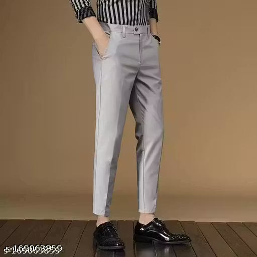 Decible Polyster Blend FormalTrousers For Man |formal pants light grey |light grey pant | trousers for men | office pant |
