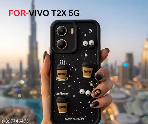 Vivo T2x 5G II Premium Coffee Bear Smiley Designer Back Cover II Cute 3D Aesthetic Soft Case