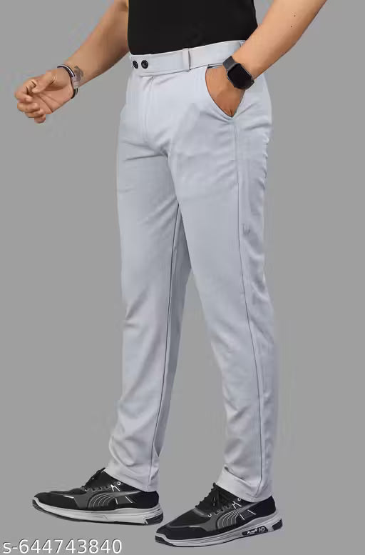 Men's Comfortable Fit Lycra Trousers | Men's Self-Structure Lycra Fit Stretchable Trousers