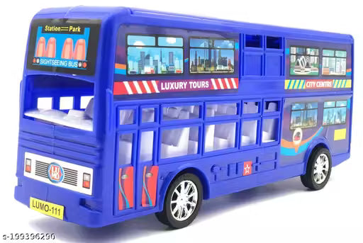 INSITE Medium Size Double Decker Plastic Bus Friction Toy (Multicolor, Pack of: 1) (Multicolor)