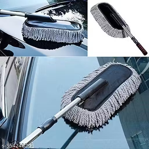 Ultra Soft Microfiber Car Cleaning Duster with Exatndable Handle Car Brush for Exterior Dust Remover Car Window Cleaning Dusting Brushes Car Accessories Tools (Grey)
