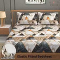 Attractive fitted double bedsheet with 2 large pillow covers.
