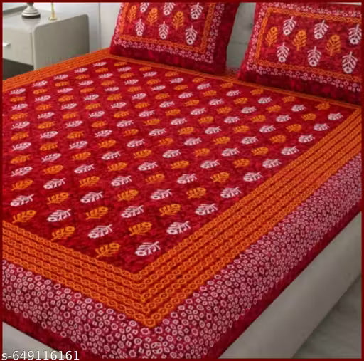 RAJASTHANI JAIPURI PURE 100 %COTTON DOUBLE BED BEDSHEET PACK OF 1 BEDSHEET WITH 2 PILLOW COVER.
