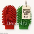 1 Pcs Double Sided Microfiber Hand Gloves, Dust Cleaner Vehicle Washing Multipurpose Use