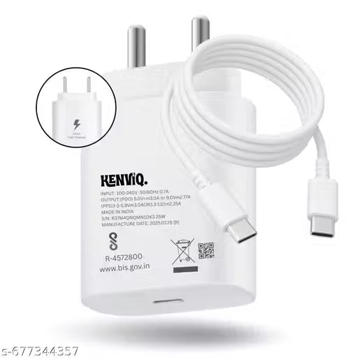 Kenviq 25W PD Type C to Type C Charger With Cable Compatible For Smartphone