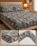 Chahat Homes King Size Fitted Elastic Cotton Superfine 1 Double Bedsheet With Free 2 Pillow Covers