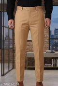 Desert Khaki Men’s Polyester Trousers – Smart Everyday Essential