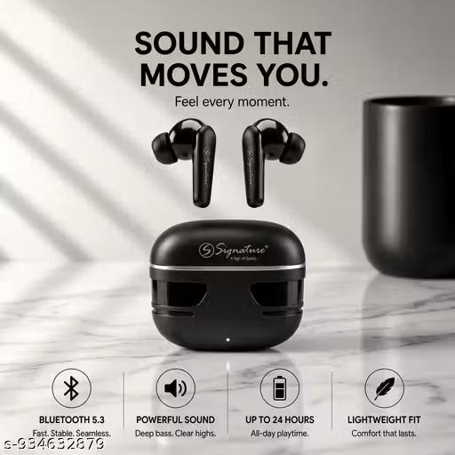 Signature Sigbuds 21 Bluetooth 5.3 True Wireless Earbuds with Hi-Fi Sound, 24H Playtime & Lightweight Design