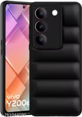 Puffer Case Camera Protection Soft Back Cover for Vivo Y200e 5G|Vivo T3 5G - Black - Rubber