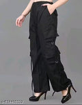 Trendy Women Women Trousers | New Design Women Mid Rise Polyester Cargo Trousers with Pockets | women track pants