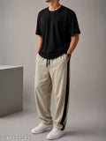 Men's Track Pants, Side Stripe Track Pants, Joggers for Men, Men's Lowers, Streetwear Pants for Men, Black Track Pants with White Stripe,