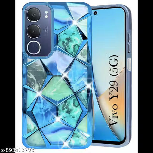 Back Cover Case Compatible with Vivo Y29 for Girls (Dual Design Glitter Sparkle and Detachable Diamond Print Case | Soft and Flexible)