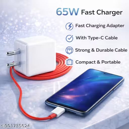 65W Fast Charger with Type-C Cable Included
