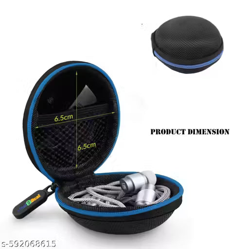 Earphone Carrying Case with Shockproof & Durable 1680D Ballistic Nylon, Mesh Pocket, Zipper & Carabiner Travel Organizer Pouch for Earbuds, Flash Drives, Cables, SD Cards