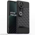 Qlez Soft Rubberised Back Case with Inner Velvet Fabric for Vivo T4 Ultra 5G