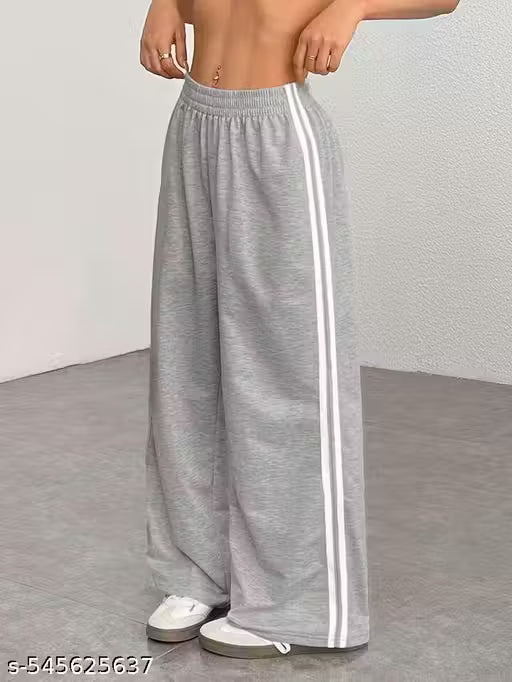 Beas Trend's Straight Fit White Stripe Grey Trouser for Women's