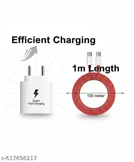45W PD Super Fast Charger Type-C to Type-C (Red) – Compatible with Samsung, OnePlus, Xiaomi, Realme,
