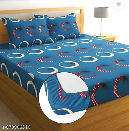 1+2 Elastic fitted Double Bedsheet with 2 pillow covers