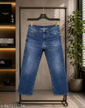 Blue washed straight fit jeans