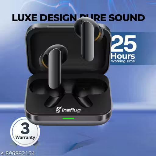 Insflug Air True Wireless Earbuds Bluetooth 5.3 with Crystal Clear Audio, Noise Isolation Microphone, Smart Touch Sensor Controls,