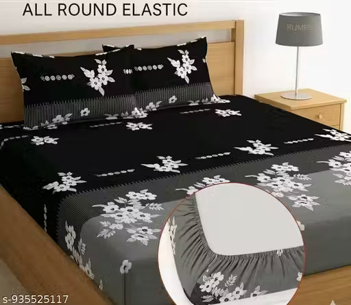 New trending Fitted Elastic Double Bedsheets With 2 Pillow Covers
