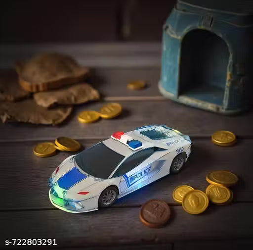 ToyHaus Police Car With Lights Friction Music And Siren Sound Police 3D Car Police Car Super Speed Colorful Dazzling Light And Music,Multicolor
