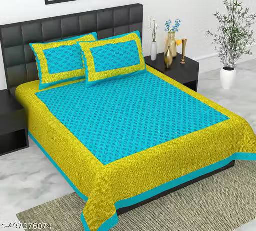 Jaipuri Cotton Double Bedsheet with 2 Pillow Cover | bedsheet |bedsheet double bed | double bed bedsheet