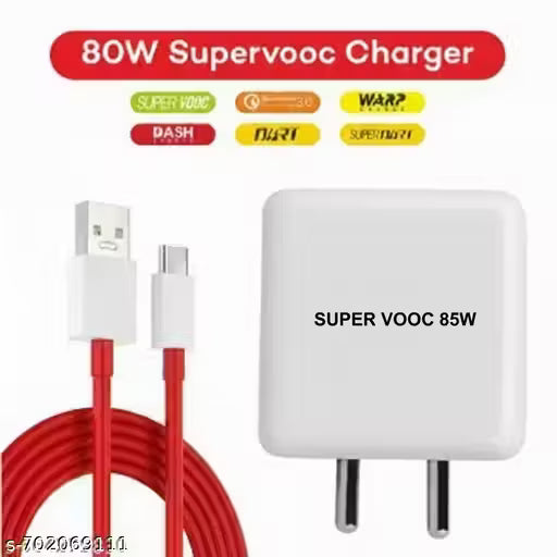 80 Watt SuperVOOC 6 A Wall Charger for Mobile with Detachable Cable (Compatible For All Smartphones