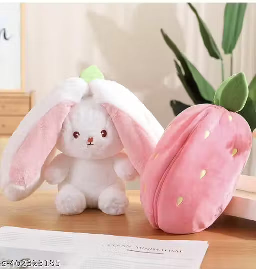 Adorable Strawberry Rabbit Plushie, Cute Bunny Soft Toy