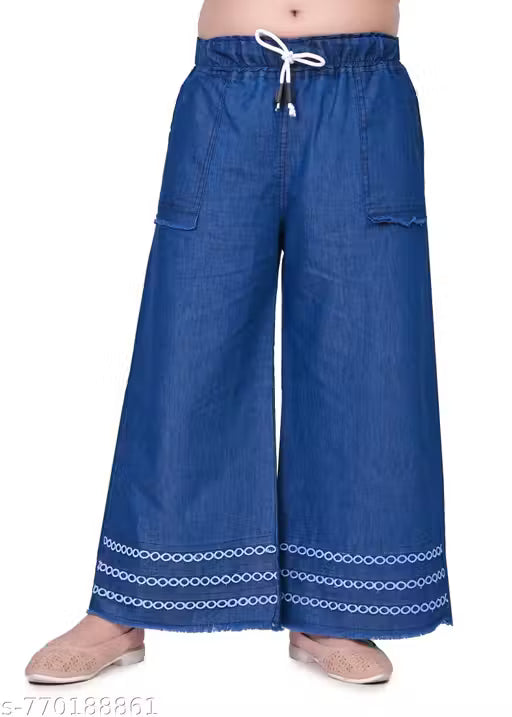Girls Casual Denim Palazzo For Girls